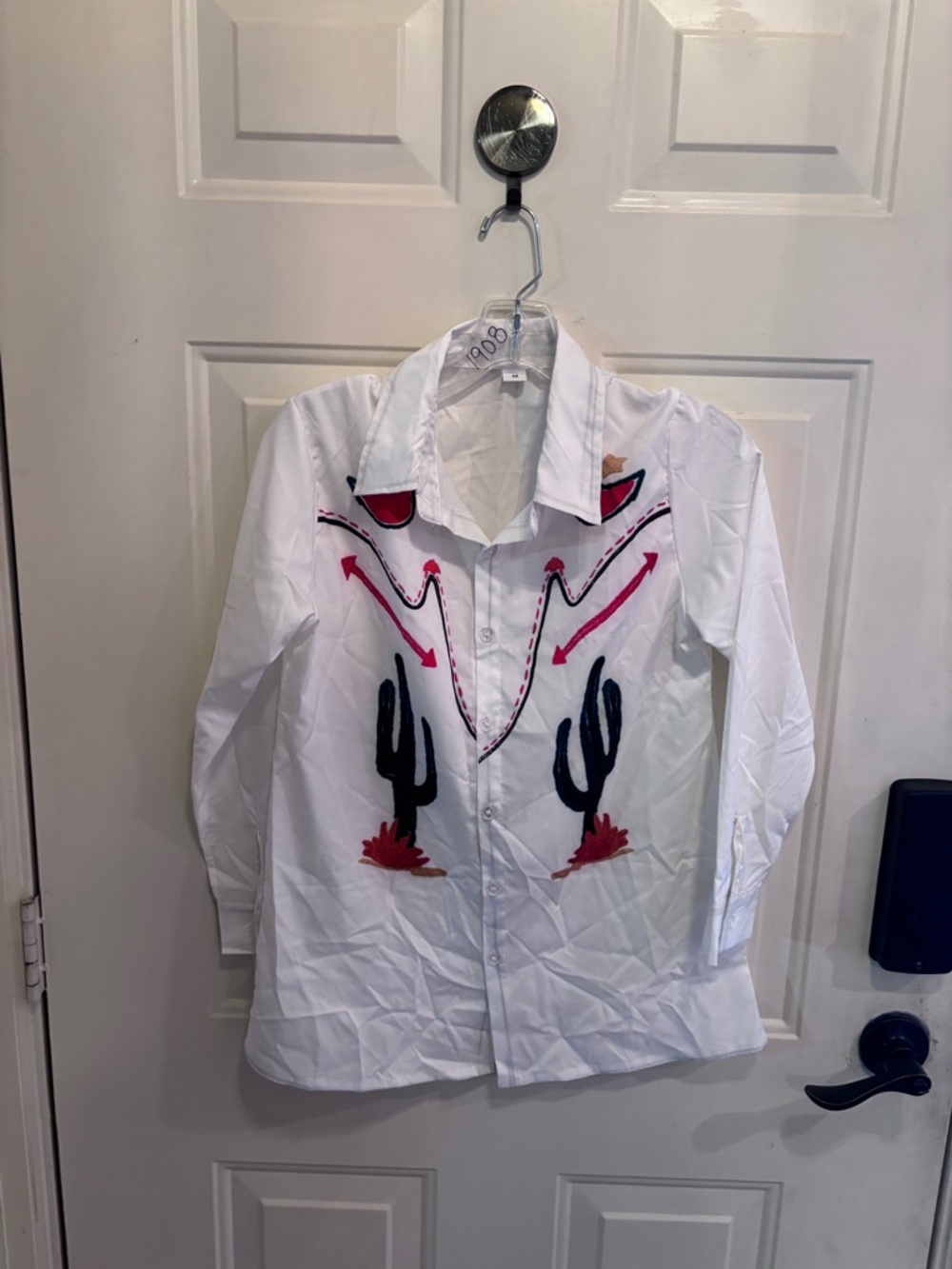 Vintage Western Embroidered Button Down Shirt with Cactus - Picture 6 of 6
